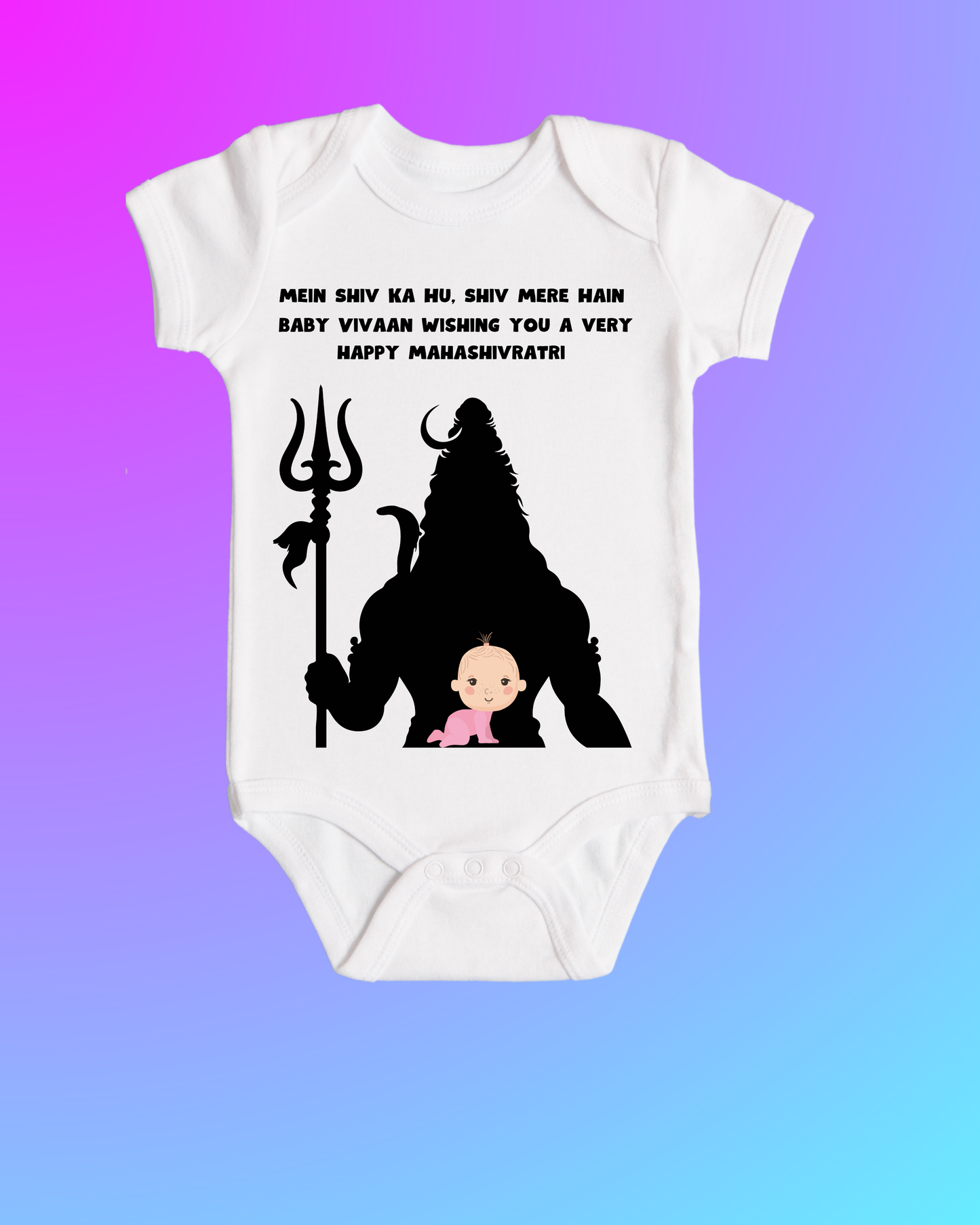 Divine Blessings in White – Mahashivratri Customised Baby Rompers For Your Little Bhakt ! SHP00