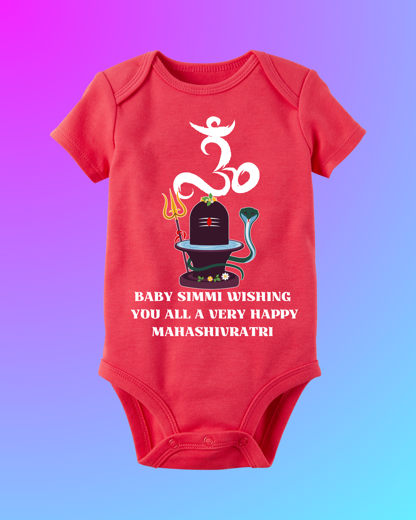 Divine Blessings in Red – Mahashivratri Customised Baby Rompers For Your Little Bhakt ! SHP00