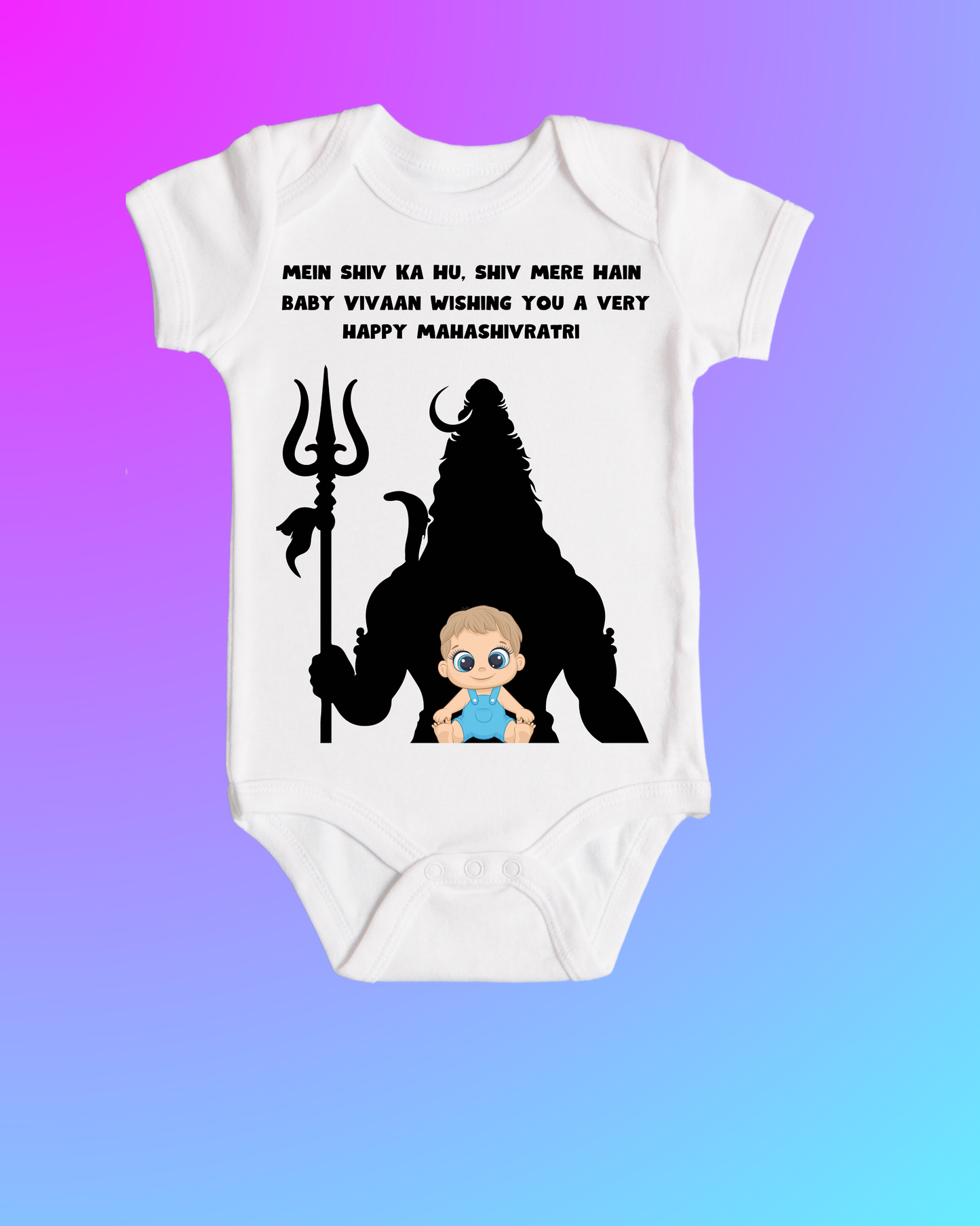 Divine Blessings in White – Mahashivratri Customised Baby Rompers For Your Little Bhakt ! SHP00