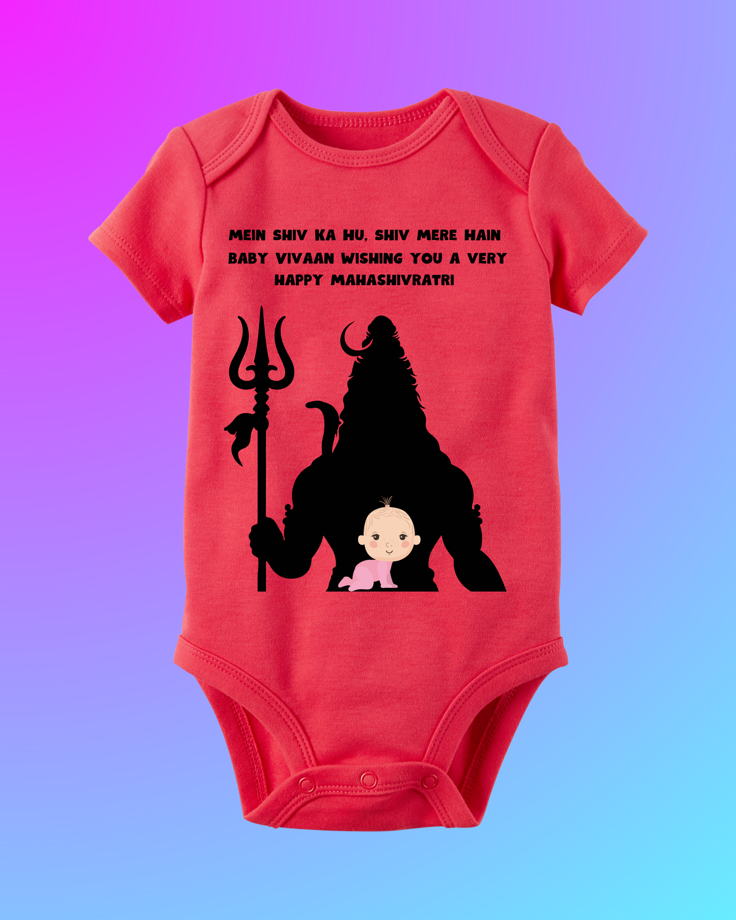 Divine Blessings in Red – Mahashivratri Customised Baby Rompers For Your Little Bhakt ! SHP00