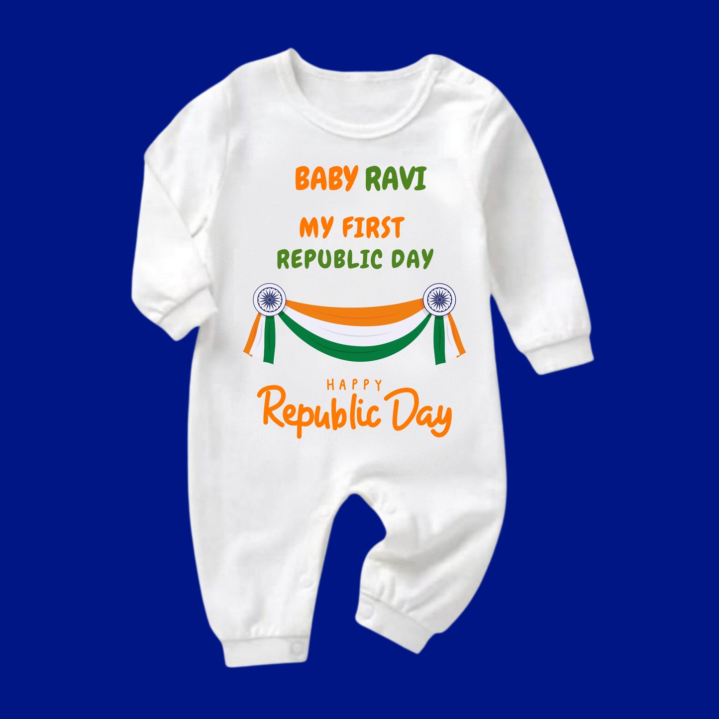 Celebrate the spirit of Republic Day with our special rompers for your little prince & princess! 🇮🇳✨